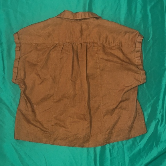 Anthropologie Brown Short Sleeve Shirt size Small - Picture 2 of 6